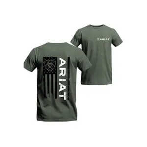 Trendy Ariat T-shirt - Bold Americana Design Featuring Distressed Flag And Ariat Logo, Unisex, Tee For Men's And Women's Casual Wear, Menswear ,Top, Boyfriend Gift Gildan