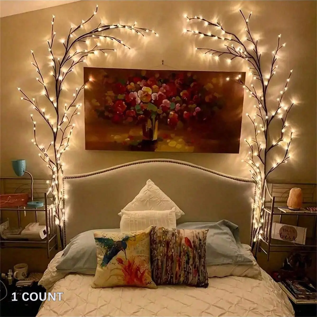 96-LED Branch Light, USB Powered DIY Holiday Tree Vine Light, Room Lights, LED Ambient Night Light for Bedroom Wall Decor, LED Lights, Home Decor