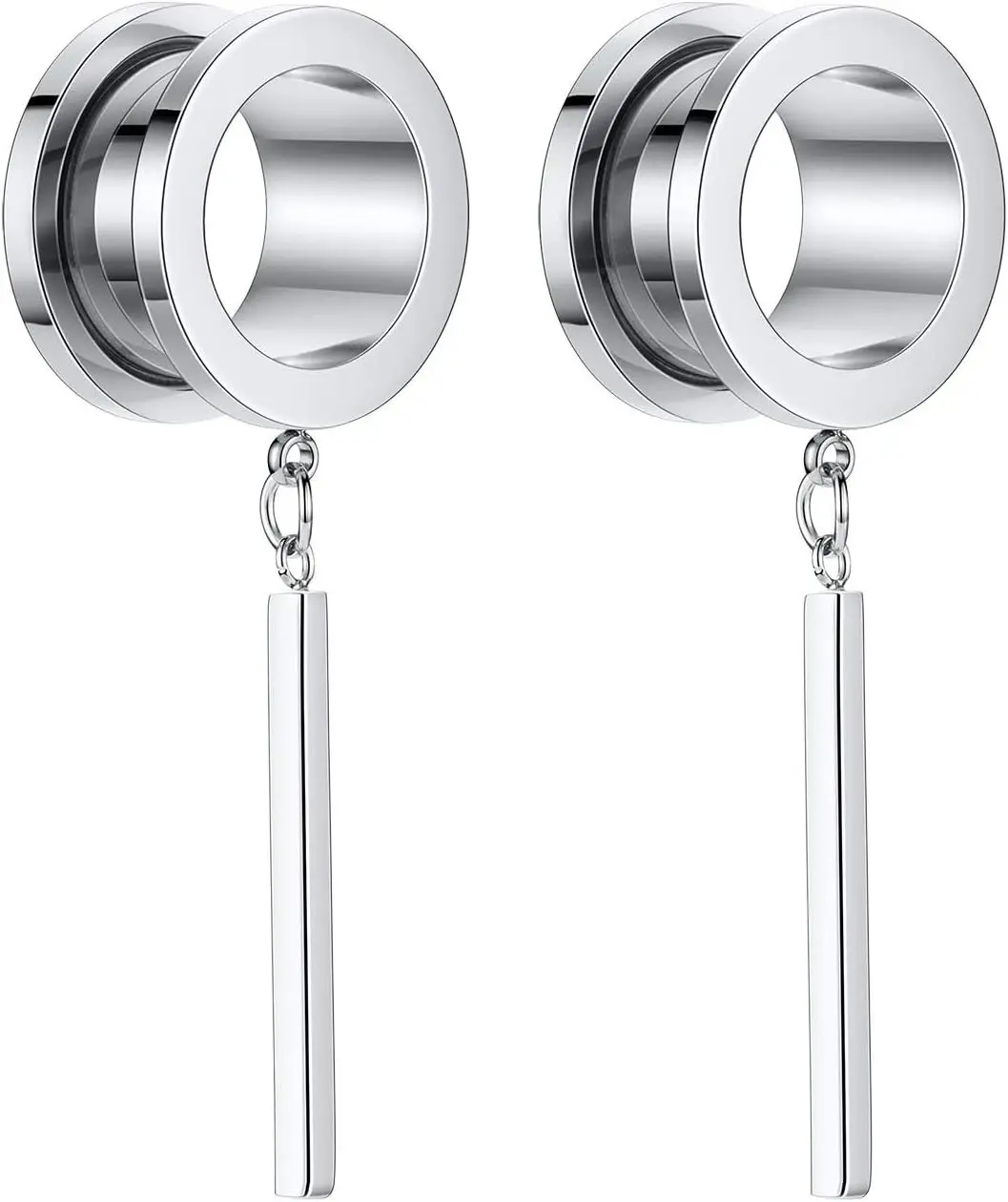 Minimalist Vertical Bar Geometric Dangle Ear Tunnels Surgical Steel Expander Dangle Gauges Stretcher Piercing(Gift)