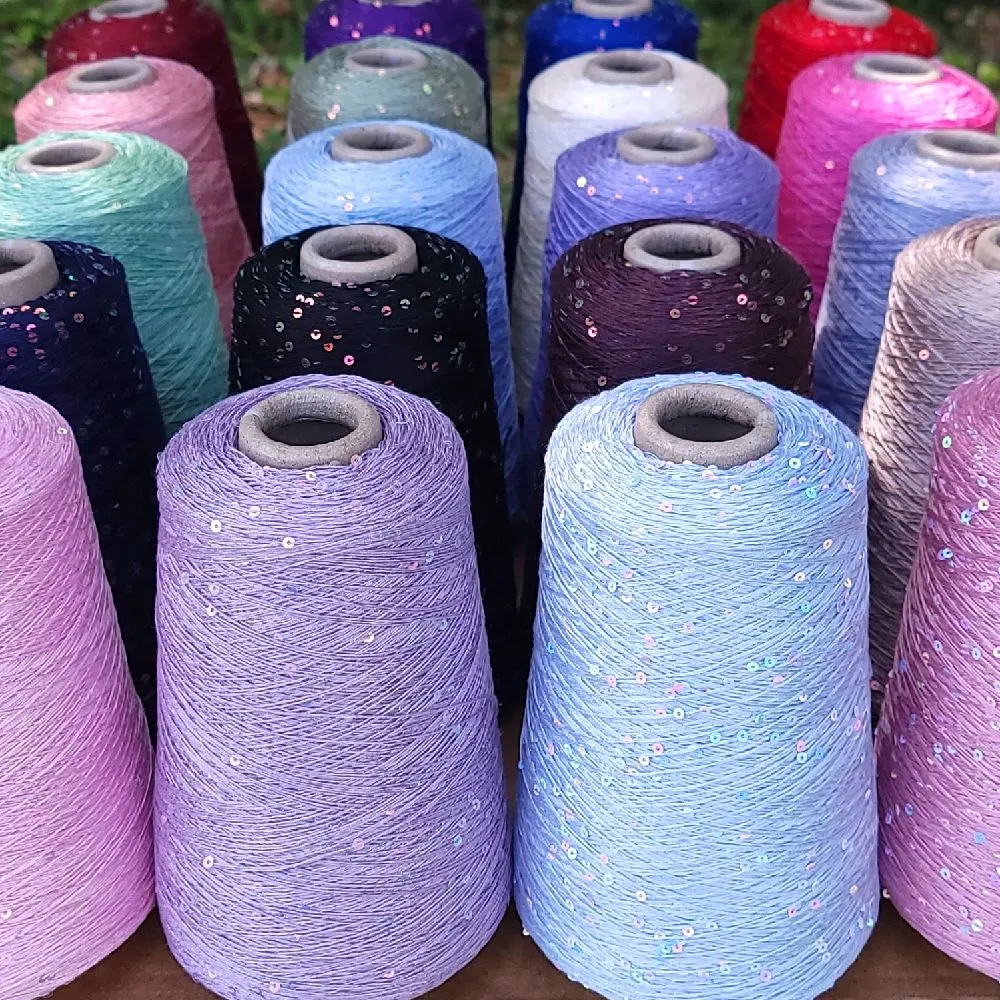 Sequin Tencel Lace Weight Yarn — Silky Tencel Lyocell Sparkle Knitting & Crochet Yarn on Cones