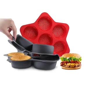 7-cavity Hamburger Bread Mold, 1 Count Non-stick Heat Resistant Burger Bun Mold, Homemade Burger Bun Mold for Hamburger Bun