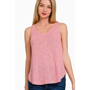 Tori V-Neck Tank Top - Pink