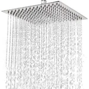 High  Rain Shower , 304 Stainless Steel Large Rainfall Showerhead for Bathroom, Easy to Install, Awesome Shower Experience (Square, 12 inch)