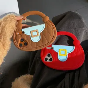 Cute 3D Handbag Cartoon Silicone Phone Case For iPhone 17 16 15 14 13 Pro Max Soft Cover