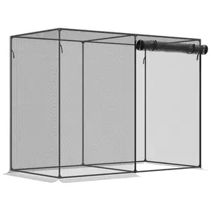 6' x 3' Crop Cage – Black. Storage Bag + 6 Ground Stakes. 16mm Steel Tube Frame + Tear-Resistant Mesh. 77.5" W x 39.25" D x 59" H