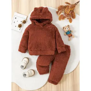 Unisex Casual Hooded Pajama Set, Long Pants Suit for Autumn Winter, Simple Plain Color Home Wear for Men Women Boys Girls, Hooded Pajamas