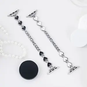 Vintage Style Apple Watch Band for Women, Silver Color Heart Metal Strap, Adjustable, Fits Iwatch 38-49mm, Perfect Gift for Birthday & Valentine's Day