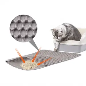 VEVOR Cat Litter Mat, 24x 15 in, Double-Layer Litter Box Mat, Non-Slip Urine-Proof Litter-Trapping Mats for Indoor Cats, Honeycomb Design, Soft on Paws, Washable Large Kitty Mats for Floor