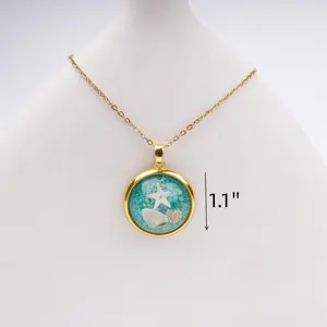 Luminous Shell Conch Necklace, Round Resin Natural Shell Pendant, Adjustable Chain,Creative Gift for Beach Lovers & Maritime Souvenirs,Birthday,Valentine's Day