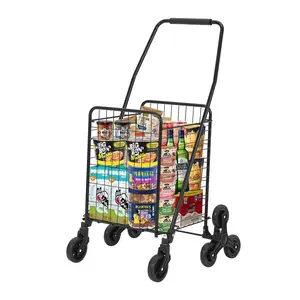 Garvee - Foldable Shopping Cart with 100 Pounds Capacity, Stair Climbing Wheels, Large 22-Gallon Basket, 360° Swivel Wheels, Foldable Cart for Laundry, Shopping,