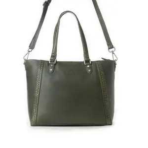 Women's Myra Zidana Arista Bloom Veg Tanned Genuine Leather Purse, Smoky Green Handbag
