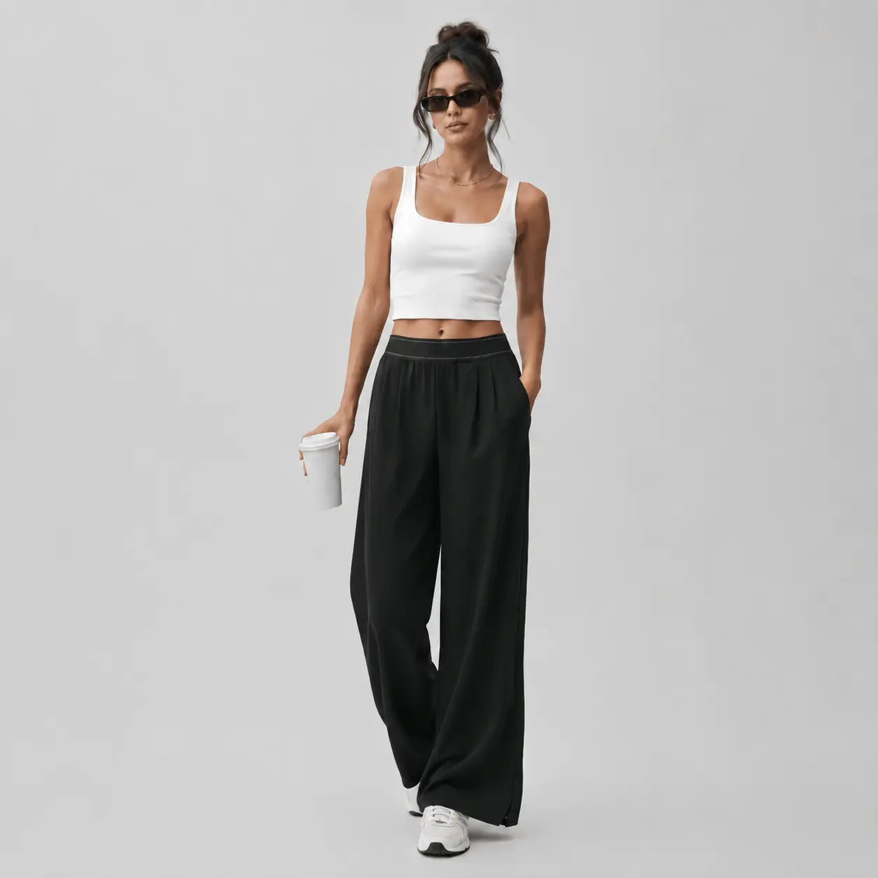 2026 New Women's High-Waisted Elastic Wide-Leg Pants – Casual Sports Trousers Made with High-Quality Fabric