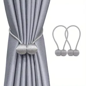 2pcs Magnetic Snap Ring for Bathroom Shower Curtain, Creative Headphone Tie, Simple Curtain Hook Accessory, Earphone-Type Design, Shower Essentials