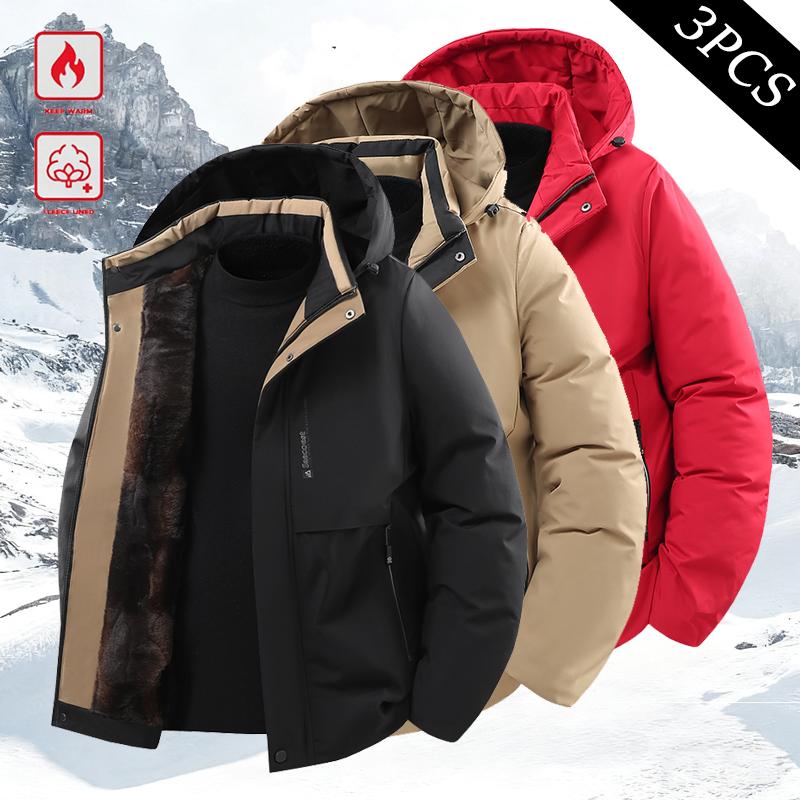 Men's Winter Windproof Waterproof Cotton Padded Parka – Thick Warm Coat; Features a Drawstring Hood and Full Zip Closure; Perfect for Everyday Commutes & Outdoor Hikes; Makes a Great Gift for Boyfriends or Husbands