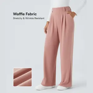 Halara Halara Flex High Waisted Side Pocket Wide Leg Waffle Work Pants