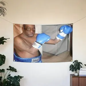 Lester Beetlejuice Boxing Green 3x5Ft Vintage Gingham Linen Flag Tapestry with 4 Brass Grommets for Dorm Room Gym Party Bedroom Garage Decor Banner