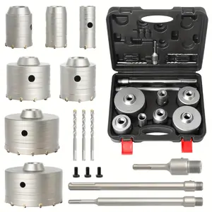 Concrete Hole Saw Set With SDS Plus Shank & Max Shank, Hole Saw Kit Wall Drill For Concrete Cement Brick Stone Wall. 30mm To 100mm (1-3/16" To 3-15/16")