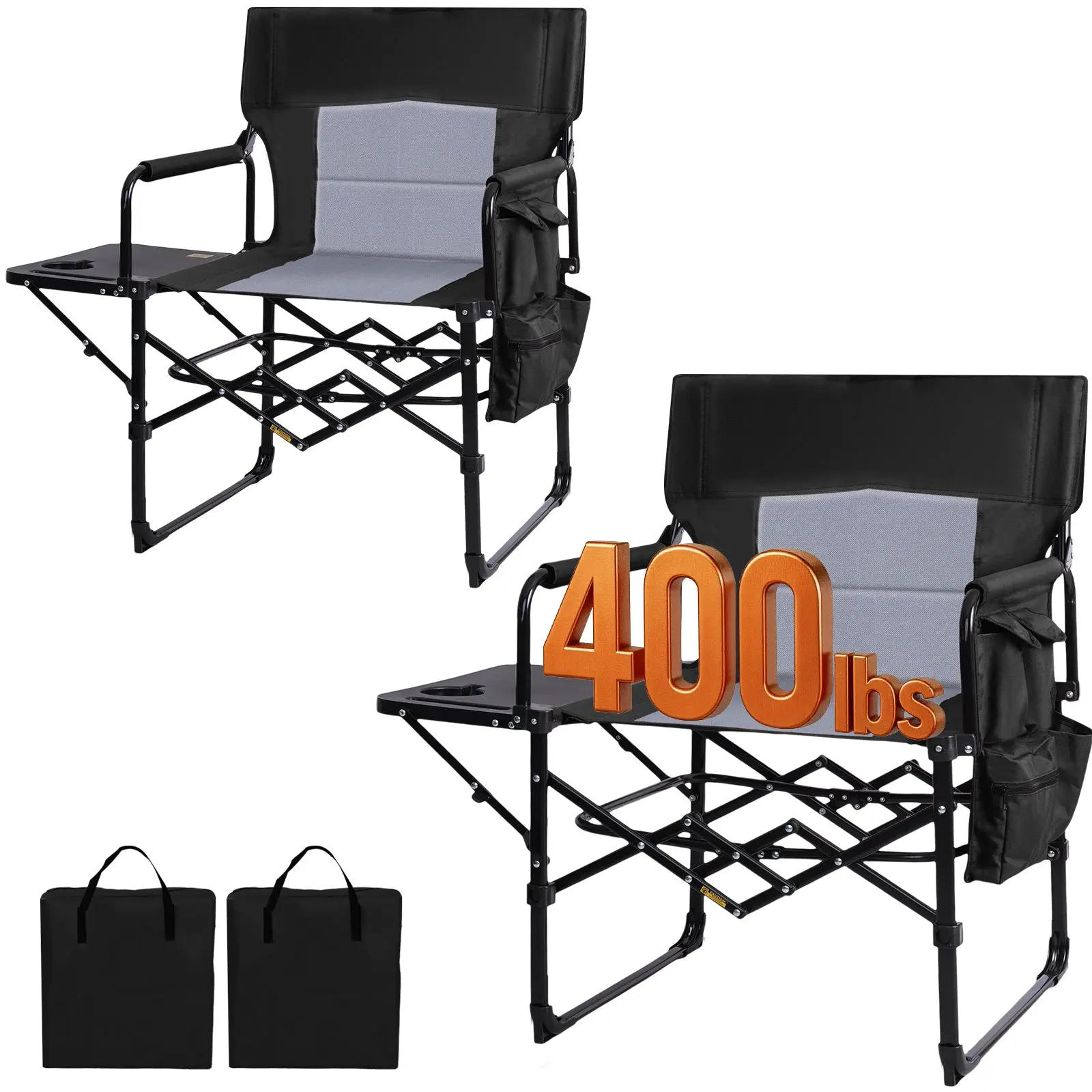 SUNSPIRE 2 Pack Directors Camping Chair with Side Table Portable Folding Compact Design Lawn Chair with Pocket for Camping Lawn Sports and Fishing