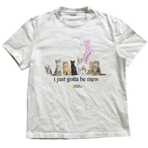 Just Gotta Be Mew Cotton T-Shirt Animal Graphic Tee Unisex Vintage Gothic Grunge Y2k Emo Scene Streetwear For Men Women