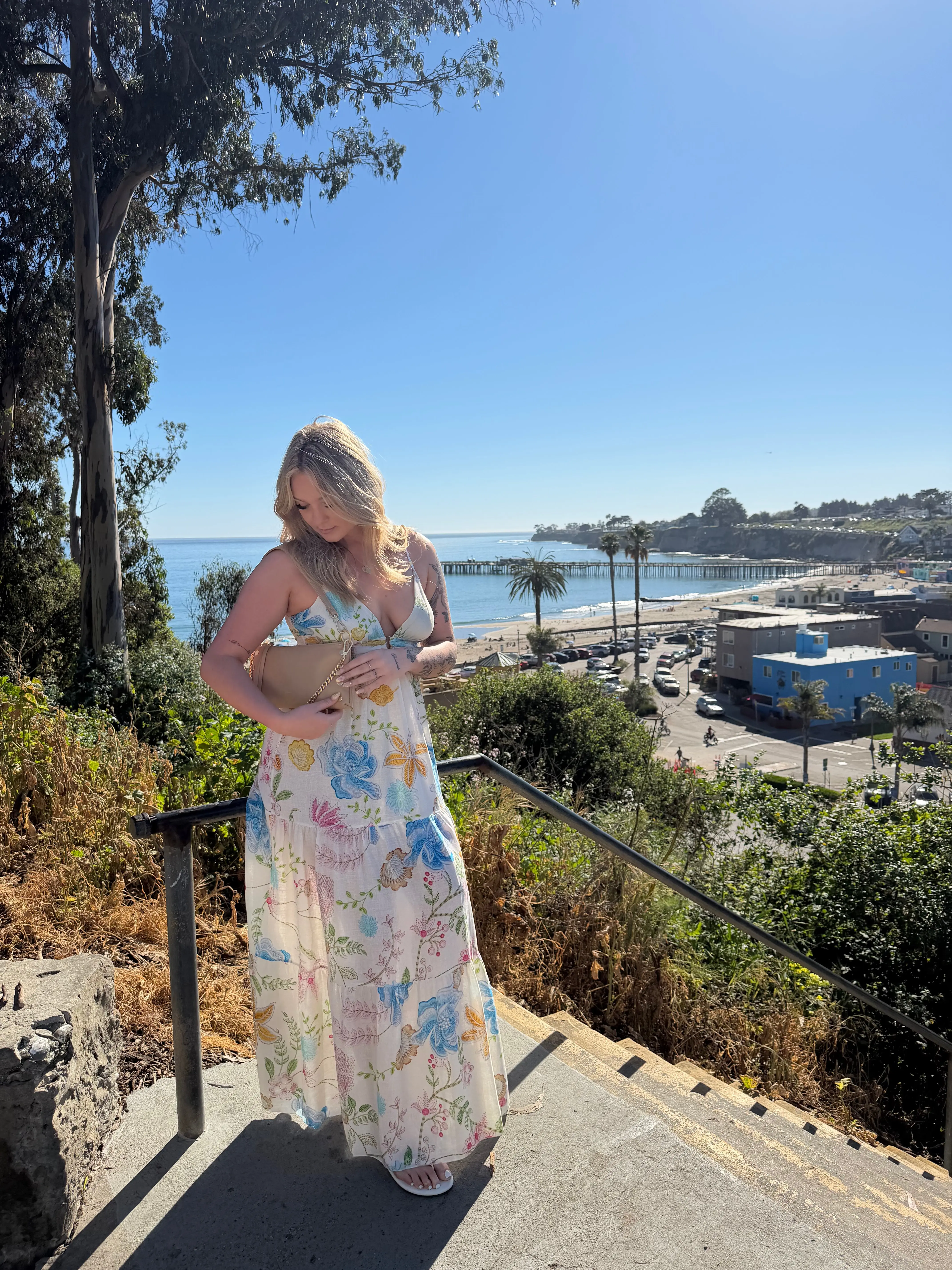 Multicolor Floral Stitch Strapless Dress – Made in Italy Coastal Summer Dress