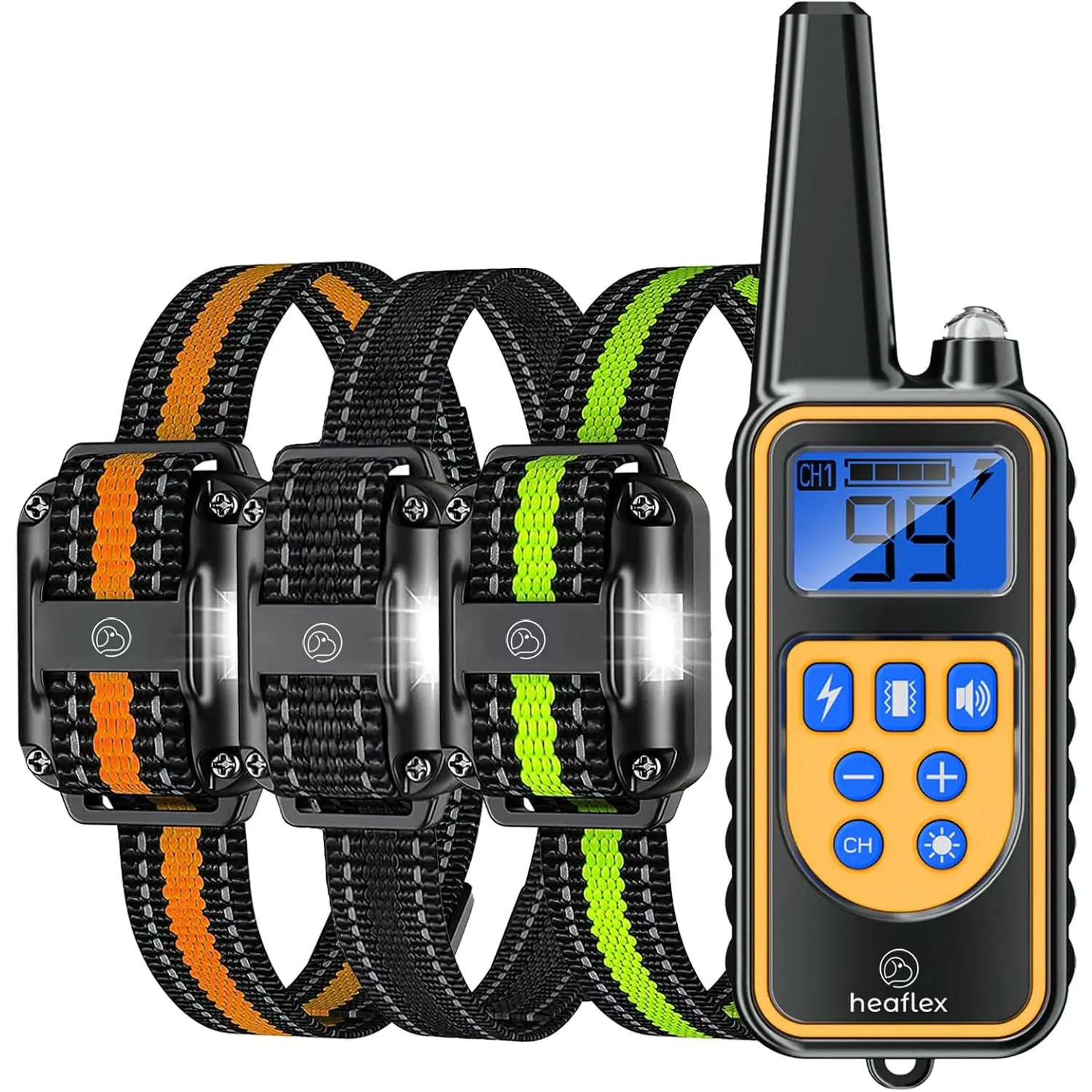 Dog Shock Collar with Remote, Dog Training Electric Collar, Training Gear, Waterproof Rechargeable, 1640ft Dog Shock Collar with LED Light, Beep, Vibration, Shock for Medium/Large 3 Electronic Collars Dogs