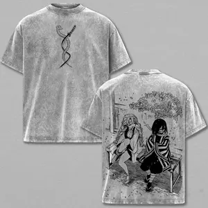 Iguro Obanai x Kanroji Mitsuri Tee Wash – Demon Slayer Washed Anime Manga T-Shirt, Vintage Washed Graphic Tee, Unisex Oversized Streetwear Shirt, Anime Couple Graphic Tee, Gift For Anime Fans