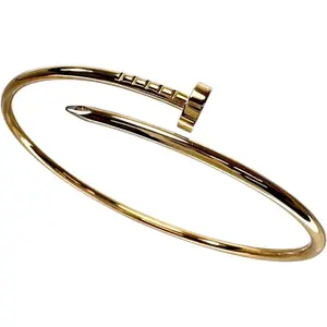 Pre-owned Cartier 18K Yellow Gold (Au750) Small Leather Goods Juste Un Clou Au750 Bracelet Size 17