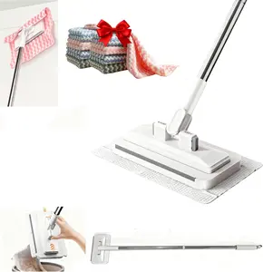 Press Grip Mini Mop for Tight Spaces 39in Compact Handle One Click Zero Touch Cloth Change Flat Map + 10 Clothes