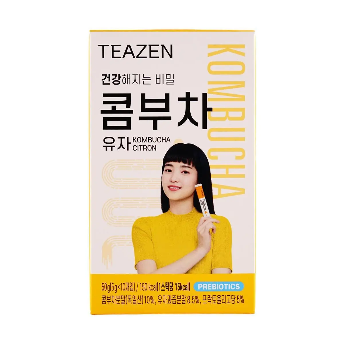 Teazen Kombucha Tea - BTS Jungkook's Favorite - Korean Citrus Flavor - 0 Sugar, Low Calorie, Probiotics & Prebiotics - 10 Sachets