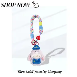 Cute Police Rabbit & Fox Plush Keychain Colorful Lanyard Bag Charm