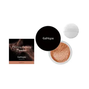EelHope Blurring Setting Powder - Light Brown, 5.4x5.4cm, Talc, Silica, Mica, Zinc Oxide, Sodium Hyaluronate, Compact Makeup Tool with Brush - Beige - Smooth Finish - Flawless