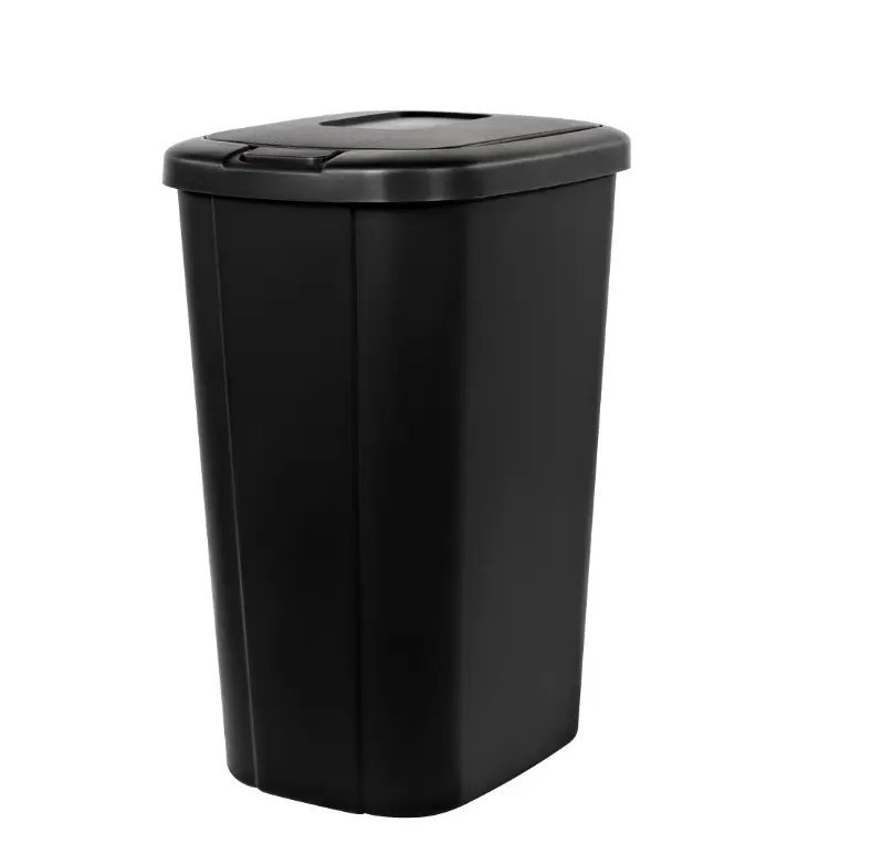 Hefty Kitchen Trash Can, 13.3 Gallon Plastic Touch Top Garbage Bin with Push Button Lid, Black