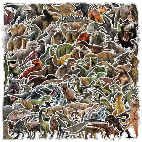 100pcs Dinosaur Series Sticker, Self-adhesive Paper, Waterproof Decorative Sticker For Wall Water Bottle Skateboard Helmet Car Bike Luggage Laptop, Sticker For Cars