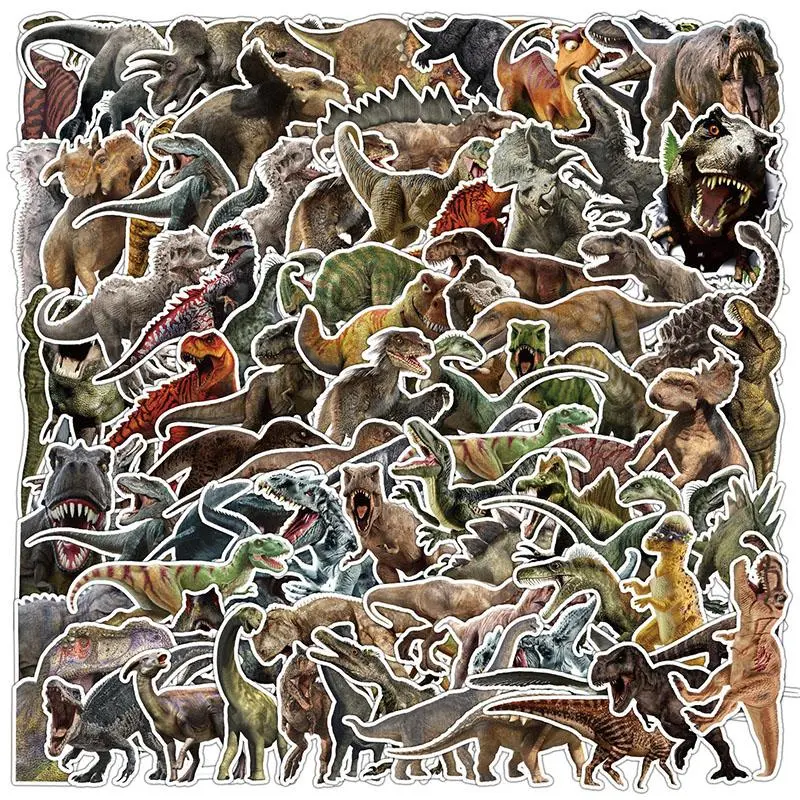 100pcs Dinosaur Series Sticker, Self-adhesive Paper, Waterproof Decorative Sticker For Wall Water Bottle Skateboard Helmet Car Bike Luggage Laptop, Sticker For Cars