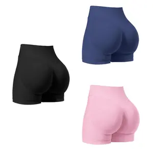 Women's High Waist Seamless Sports Shorts, Nylon & Elastane Blend, Solid Color, High Stretch, for All Season Fitness Yoga Activewear Exercise