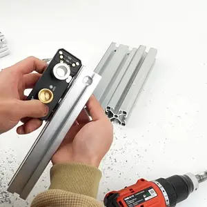 Aluminum Profile Track Drill Guide with Sliders & M10 Countersunk Step Drill, Vertical Puncher for 20# 30# 40# Aluminum Profiles