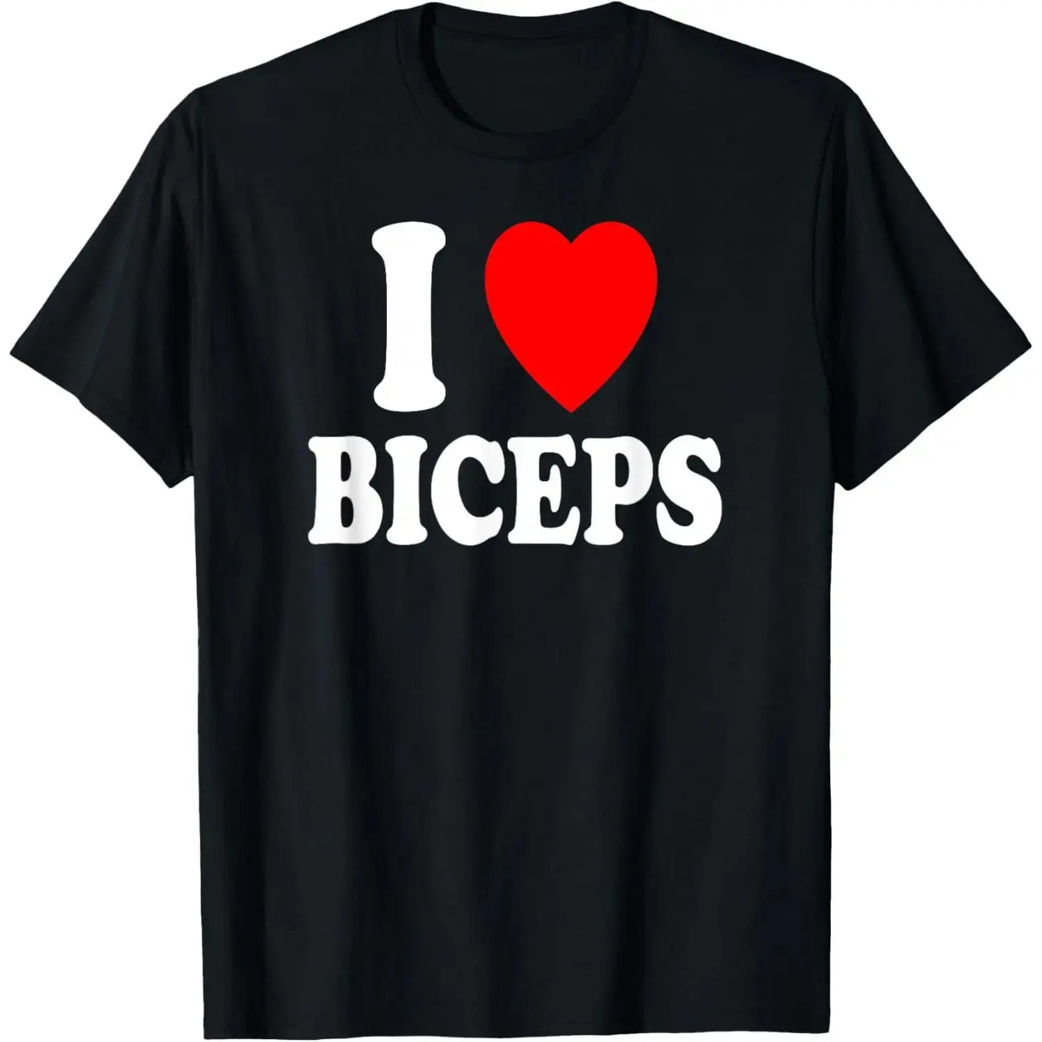 Women's Casual T-Shirt with 'I Love Biceps' Graphic Print, Short Sleeve 100% Cotton for Gym Workouts and Lifting, Shortsleeve, Top, Simple