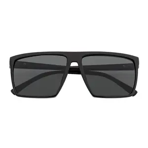 SKOL - Thin Modern Flat Top Square Sunglasses Gloss Black Dark Smoke Tint, Sunglasses For Women, Men's Sunglasses