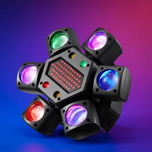 XNK 6 Arm Moving head DJ Light with RGBW Beam & Laser Effects, Sound Activated Disco Party Lights, DMX512 Stage Lighting for Home Club Bar Events