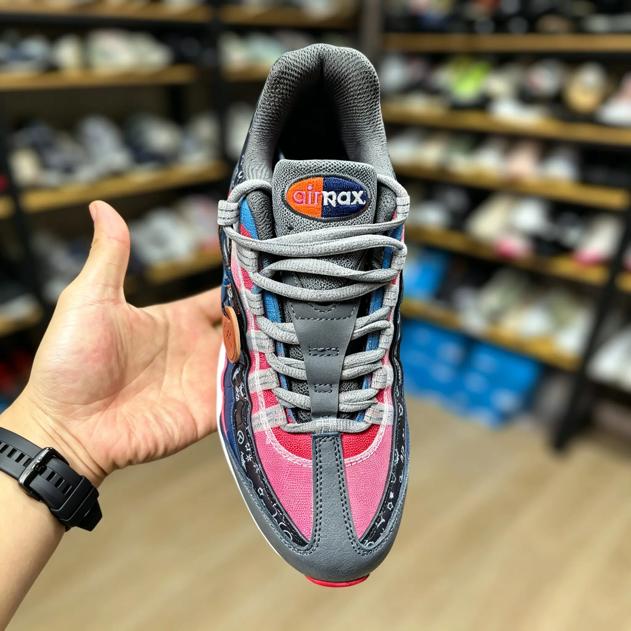 Retro Plaid Upper Air Cushion Sneakers Shock Absorbing Anti-slip Outdoor Running Trainers