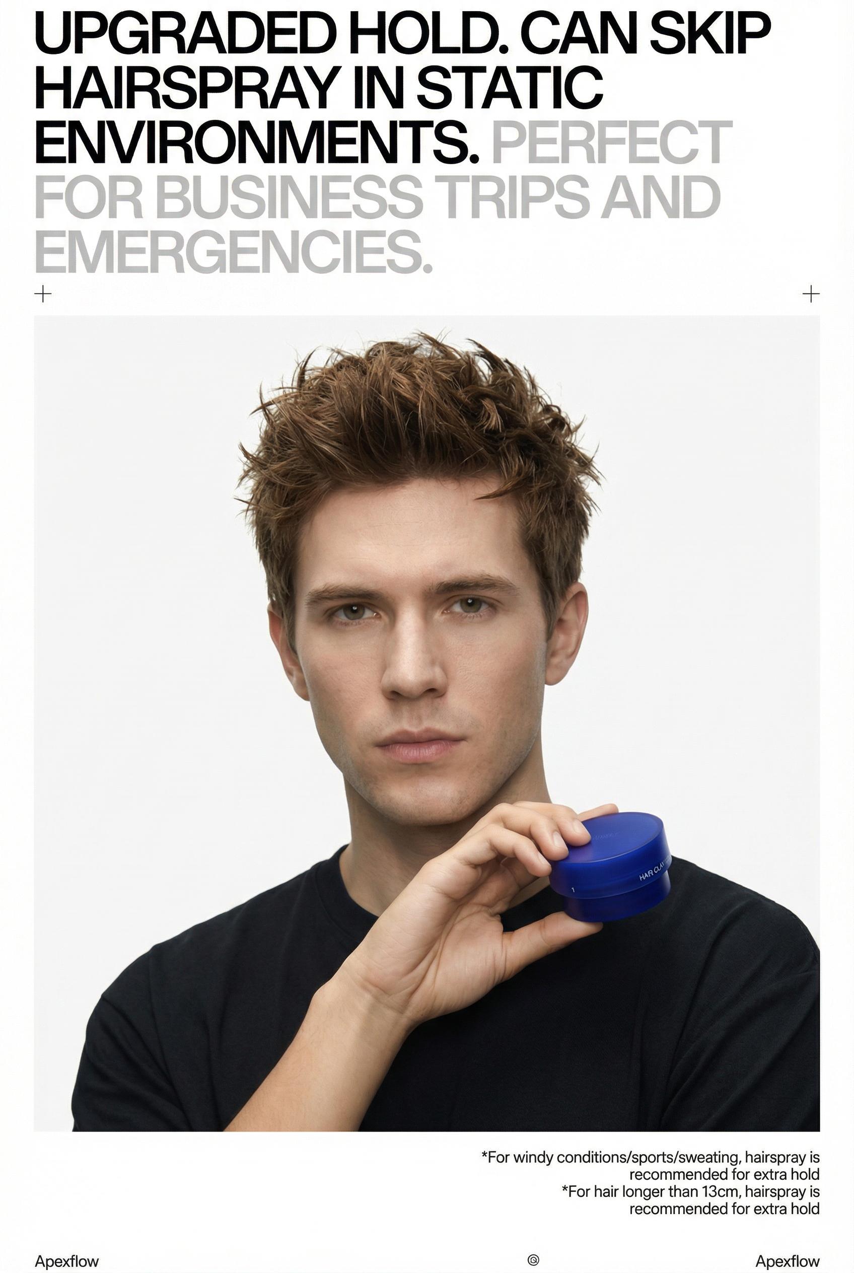 ApexFlow Texture Hair Clay-Premium Men’s Hair Styling Clay for a Super High Hold, Matte Finish – Clay & Wax Hybrid, Ideal Texture Product for Straight, Wavy and Thick Hair Types – Travel Size