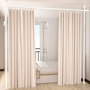 Room Divider, Tension Curtain Rod No Drilling,4-10ft(H) 28-70inch(W) Wall Divider for Room Separation, Heavy Duty Room Partition Separator, Adjustable Folding Privacy Screens,White