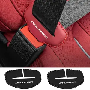 PU Leather Seat Belt Covers for Dodge Challenger Fit, Anti-Collision Protective Shields, Automotive Interior Accessories, Car Accessories