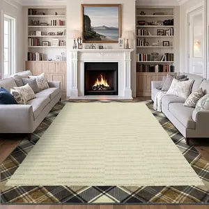 Garvee 9x12 Traditional Super Large Area Rug Non-Slip Rugs Washable Carpet Low pile Carpet for Bedroom, Dining Room, Family Room, Nursery（Beige）