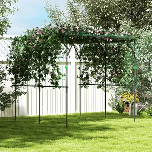 Garden Arch Trellis 7.3 FT Tall Metal Plant Support with Climbing Net for Vegetables Black 87.8" x 87.8" x 87.8" Adjustable Structure Firm Framework Versatile Plant Support