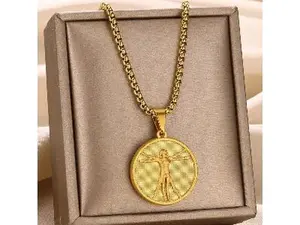 Medal Da Vincci Inspired Vitruvvian Body Proportion Necklace,Miraculous Medallion Necklace