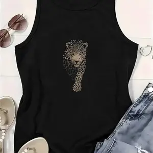 Minimal Leopard Print Tank Top | Vintage Safari Animal Sleeveless Shirt | Casual Summer Streetwear