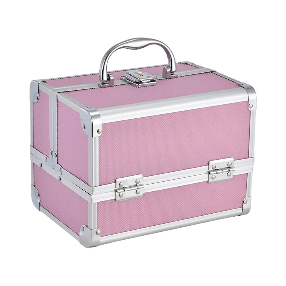 Makeup Box with Mirror 3-Layer Portable Extendable Makeup Case Organizer with Lock Protective Make up Storage for Travel Cosmetologist