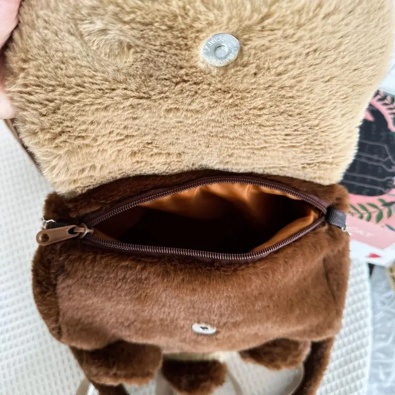Cute Raccoon Fashionable Plush Backpack Detachable Shoulder Strap Bag Soft Cute Bag Anime Plushie Backpack Bags for Woman