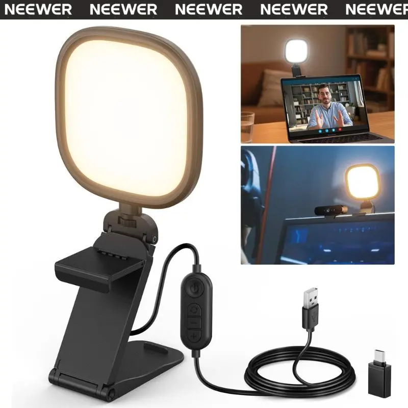 NEEWER NL10 5" 10W Full Screen LED Video Light, Camera Accessory for Influencers' Filming Setup, with USB A-to-USB C Adapter, Back to School Computer Accessory